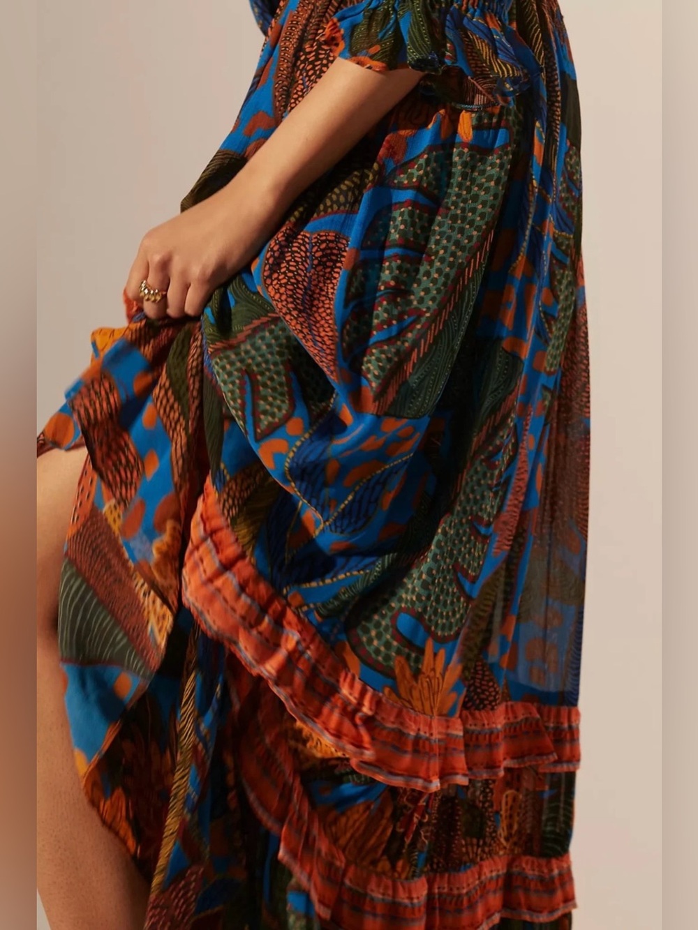 Farm Rio x Anthropologie Boho Tropical Maxi Dress XS - Picture 6 of 15